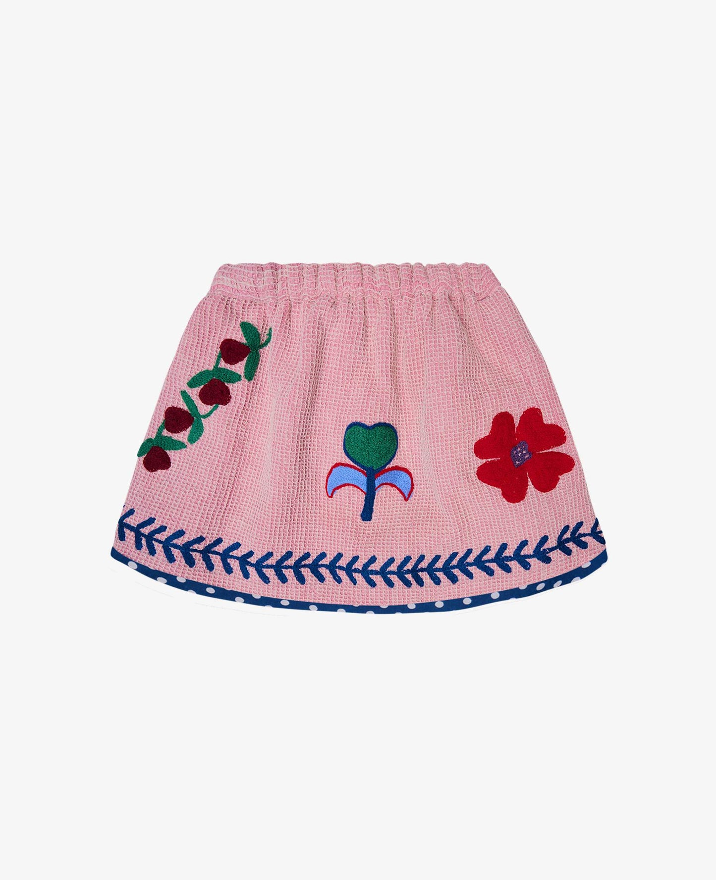 Sissel Edelbo Clio MINI Organic Cotton Skirt Girls Pink Embroidered Knit Skirt Rose