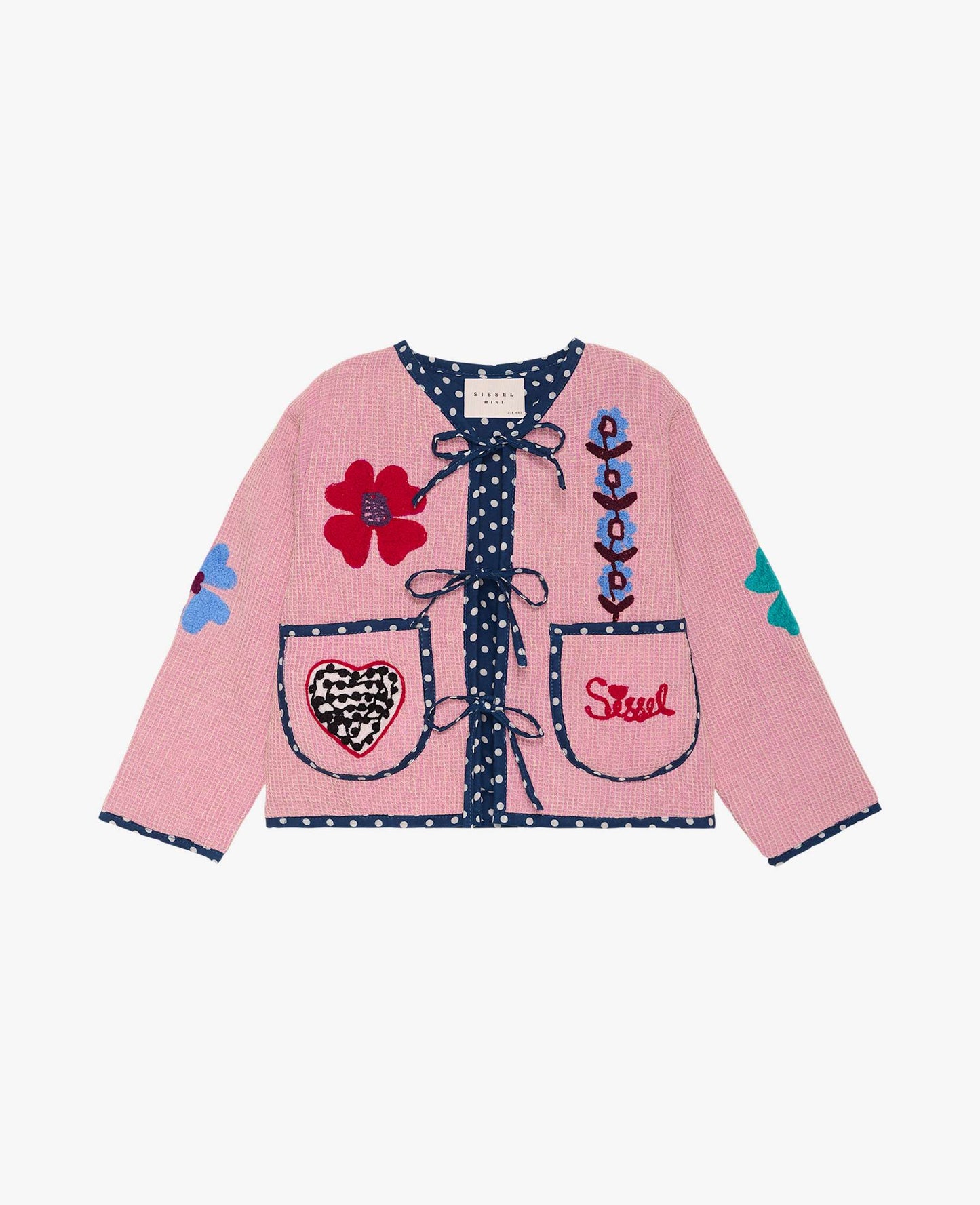 Sissel Edelbo Clio Pink Embroidered Waffle Cotton Top & Tie-Front Jacket Set Rose