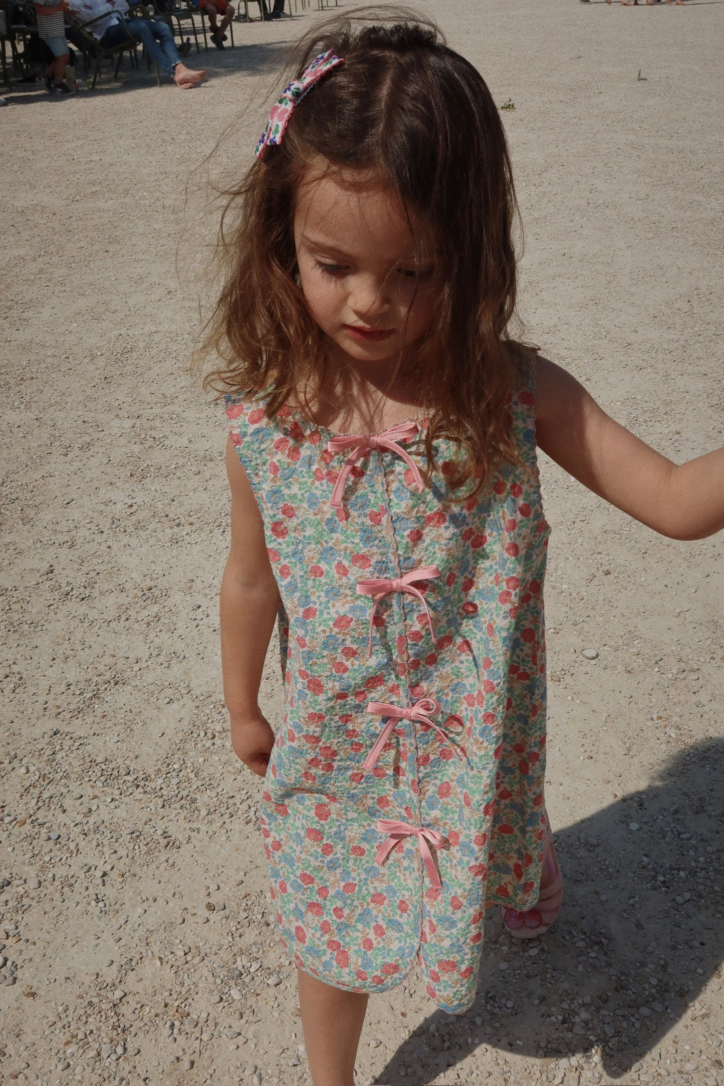 ELIN Vintage Liberty Floral Bow Girls Organic Cotton Sleeveless Summer Dress