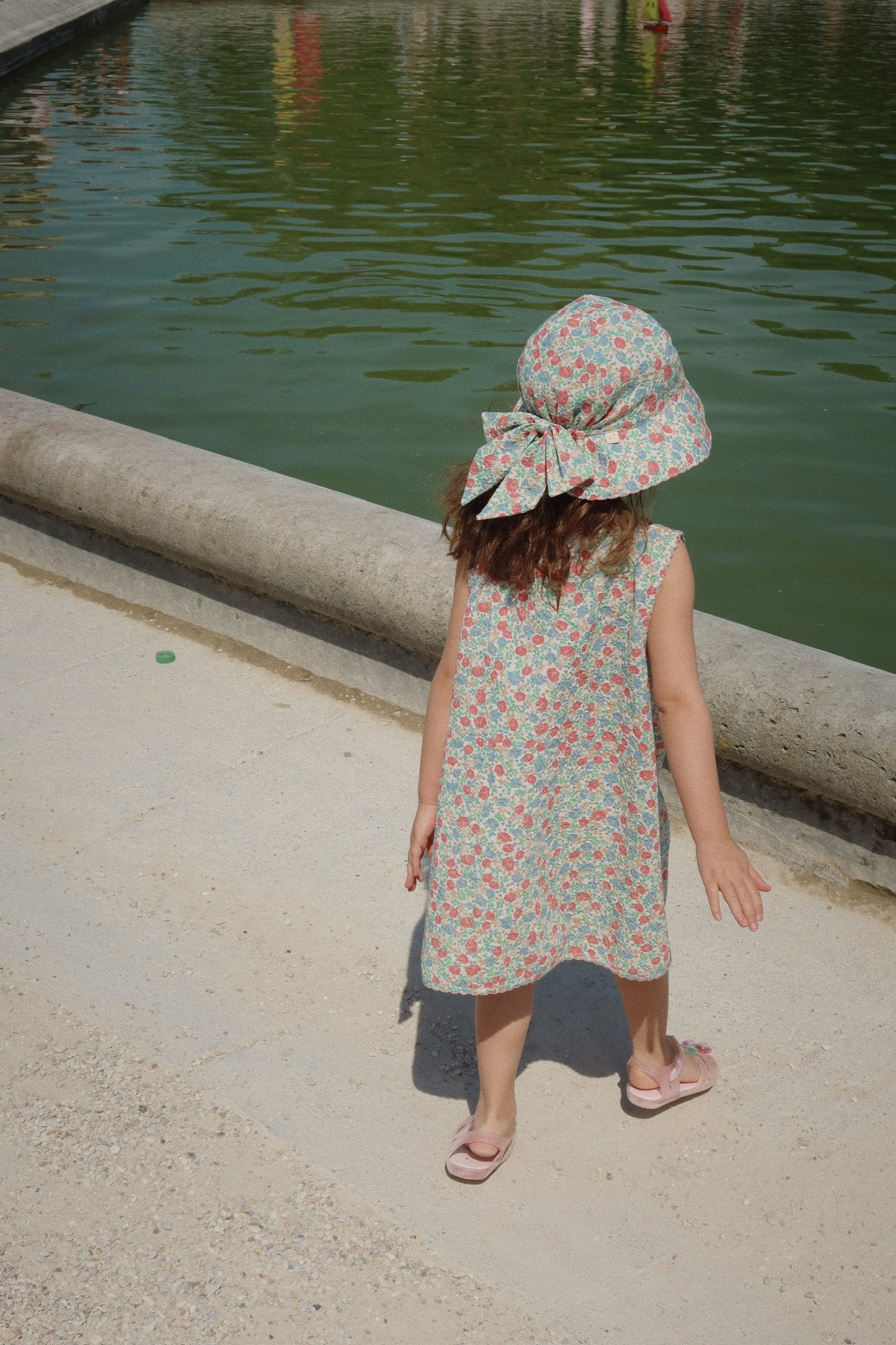 ELIN Vintage Liberty Floral Bow Girls Organic Cotton Sleeveless Summer Dress