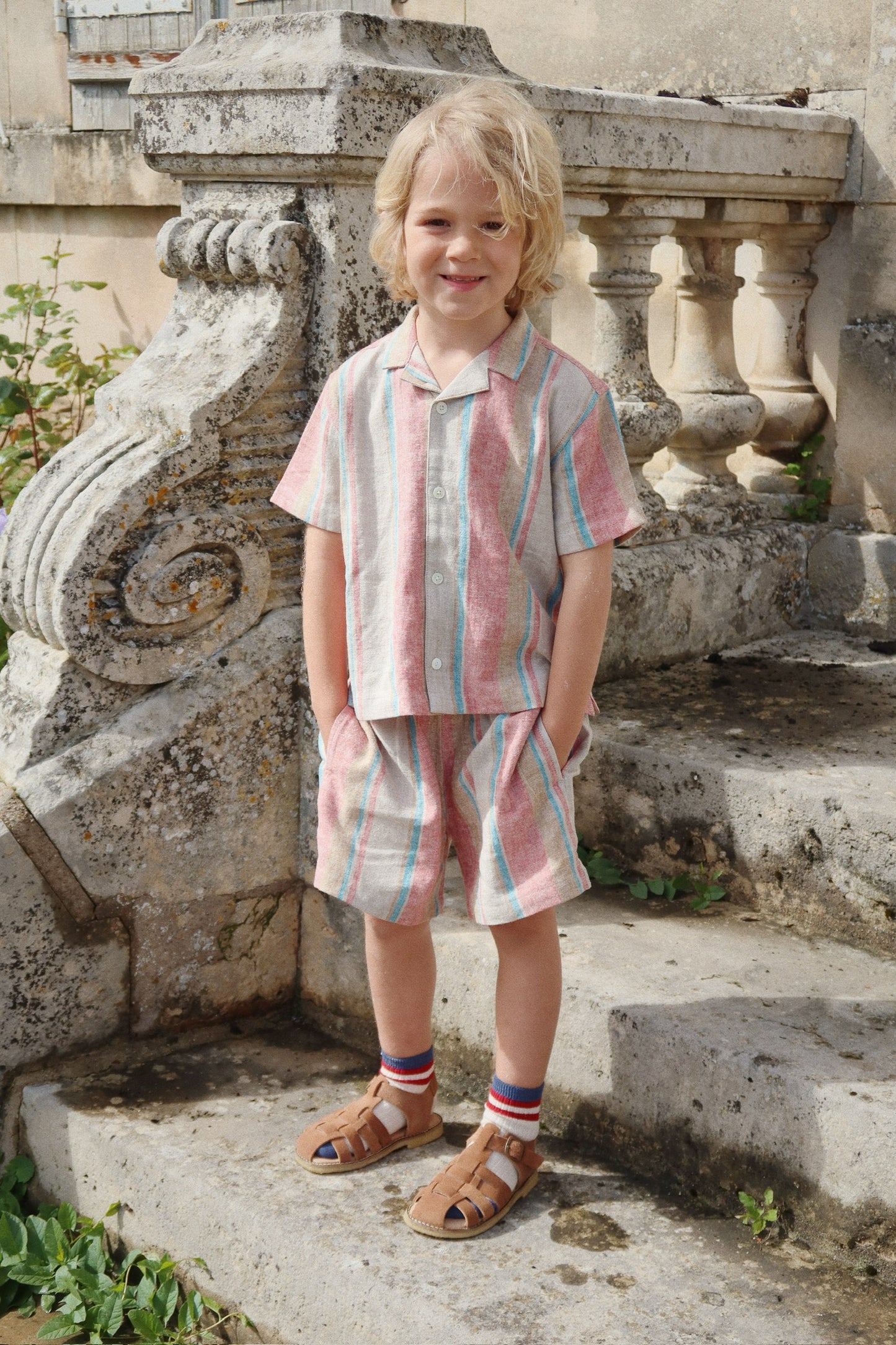 VENICE Boys Striped Linen Summer Shorts