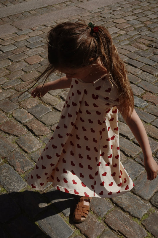 Classic Organic Cotton Short Sleeves Dress Hearts