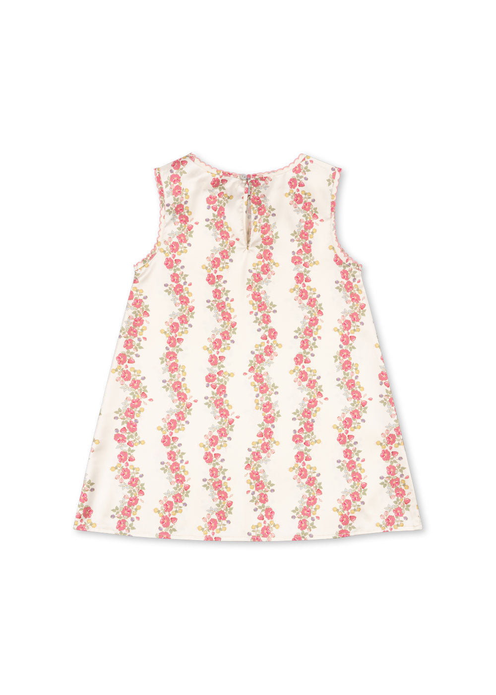 Summer Sheeny Pink Floral Vine A-line Girls Sleeveless Dress