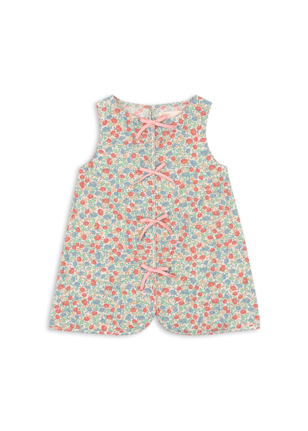 ELIN Vintage Liberty Floral Bow Girls Organic Cotton Sleeveless Summer Dress