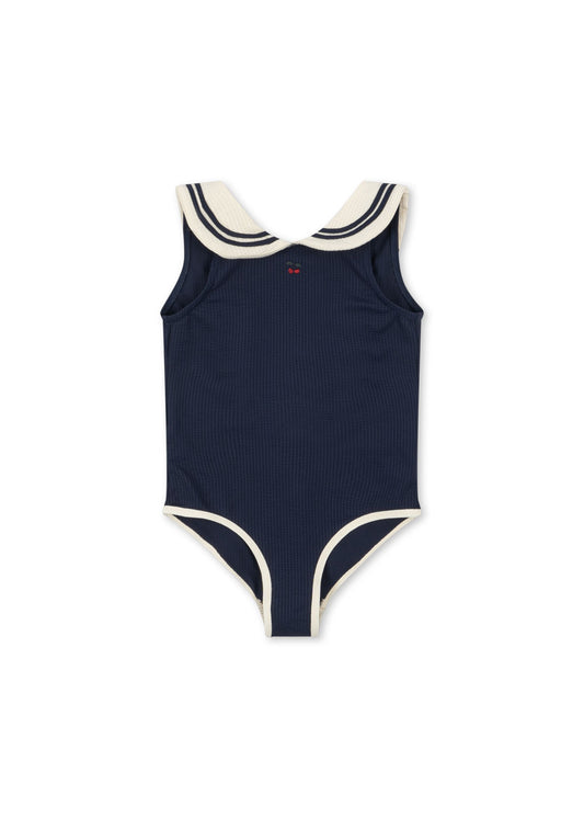 Girls Sailor Swimsuit Vintage-Inspired One-Piece Navy