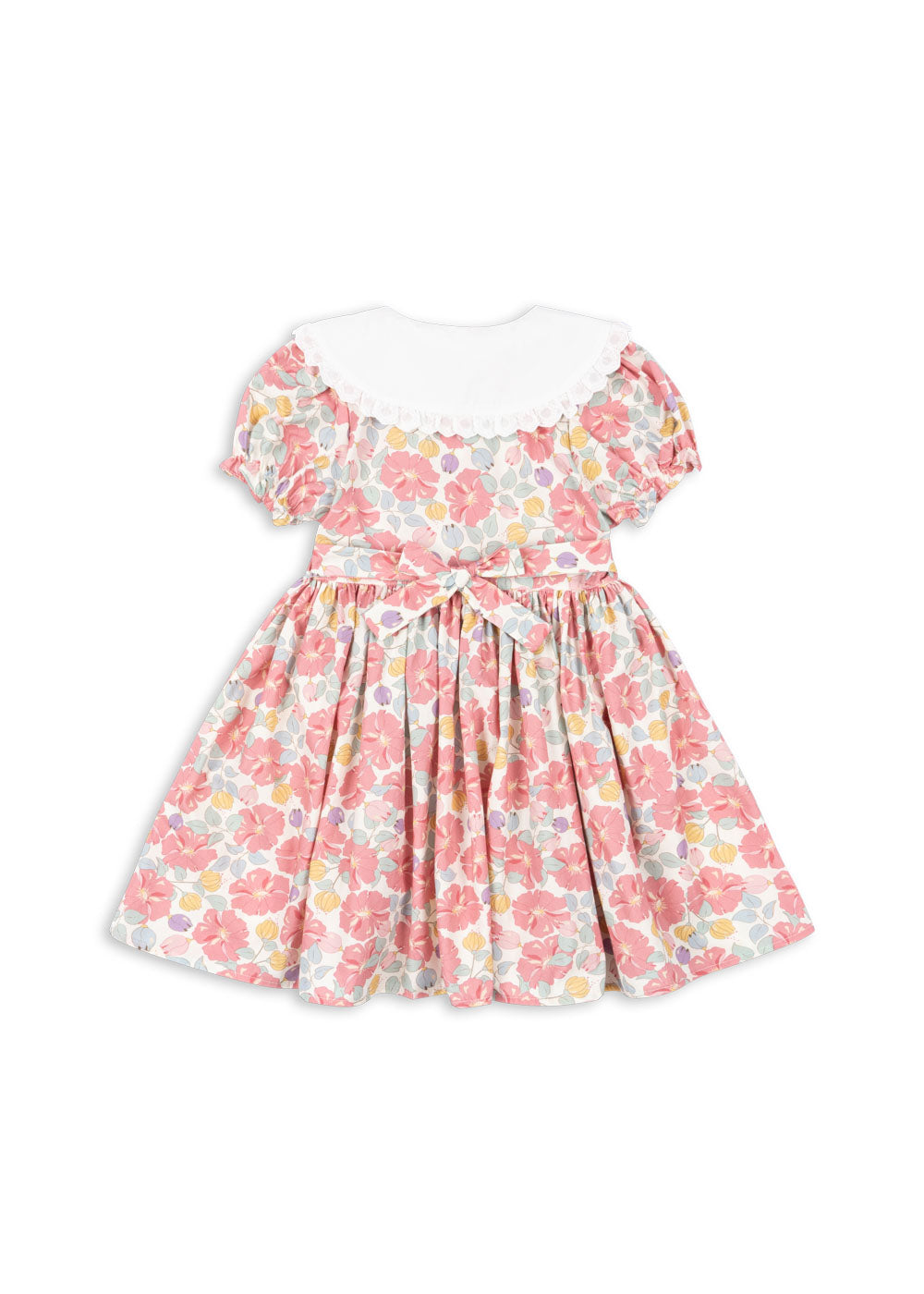 COEUR Floral Puff Short Sleeves Lace Collar Organic Cotton Dress