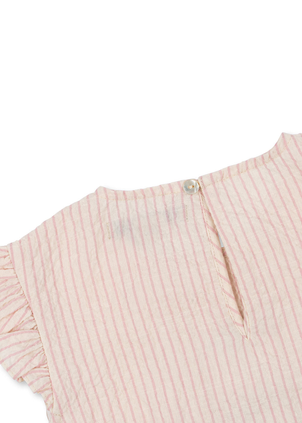 ELLIE Cherry Embroidered Ruffle Organic Cotton Flutter Sleeveless Blouse Pink