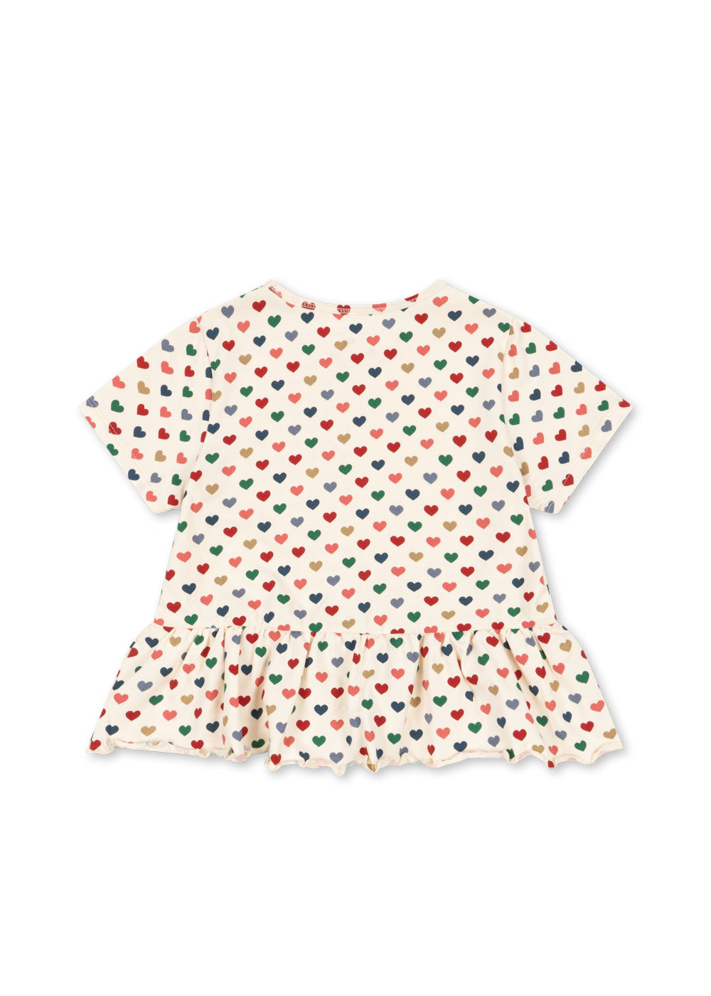 Organic Cotton Frill Short Sleeves Round-neck T-Shirt Hearts