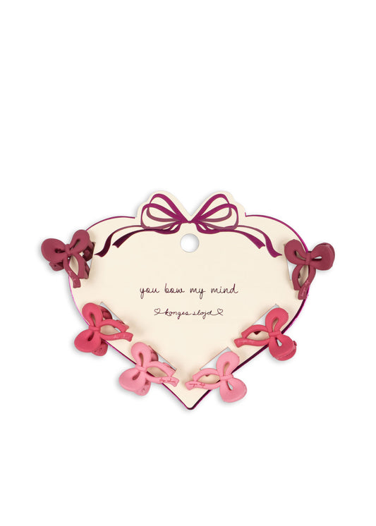 6 Pack Mini Bow Hair Clip Pink