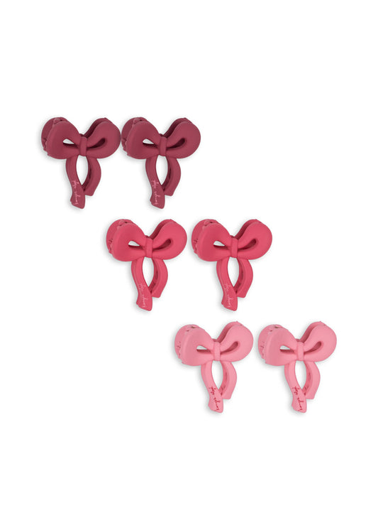 6 Pack Mini Bow Hair Clip Pink