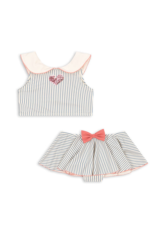 Girls Summer Swimwear GINA Sailor Striped Bikini Set with Bow Heart