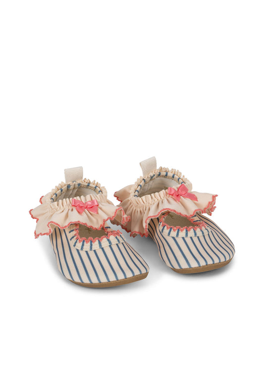 Girls Summer GINA Frill Striped Non-Slip Swim Shoes Ruffle Bow