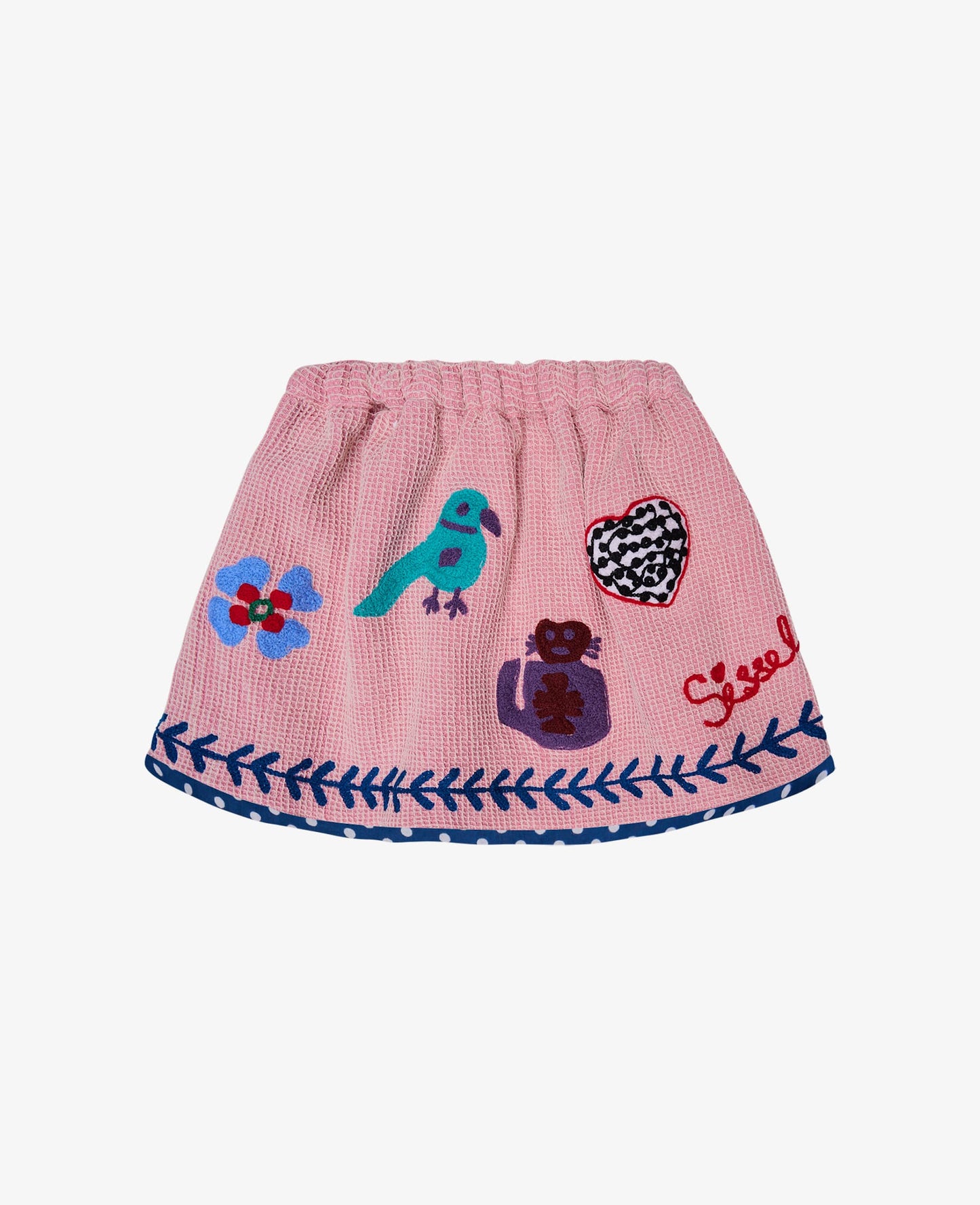 Sissel Edelbo Clio MINI Organic Cotton Skirt Girls Pink Embroidered Knit Skirt Rose