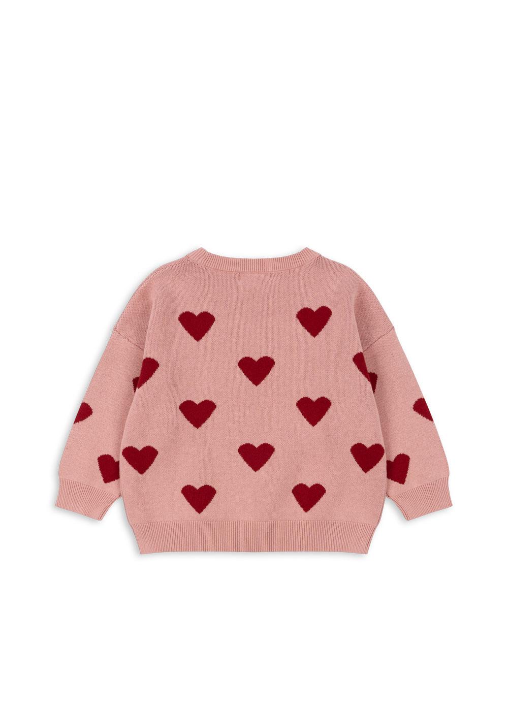 LAPIS Organic Cotton Knit Blouse Hearts Printed Pink