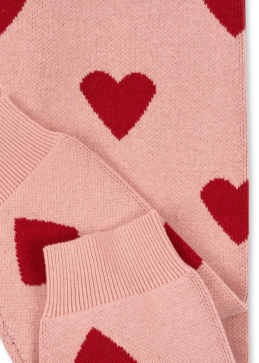 LAPIS Organic Cotton Knit Trousers Hearts Printed Pink