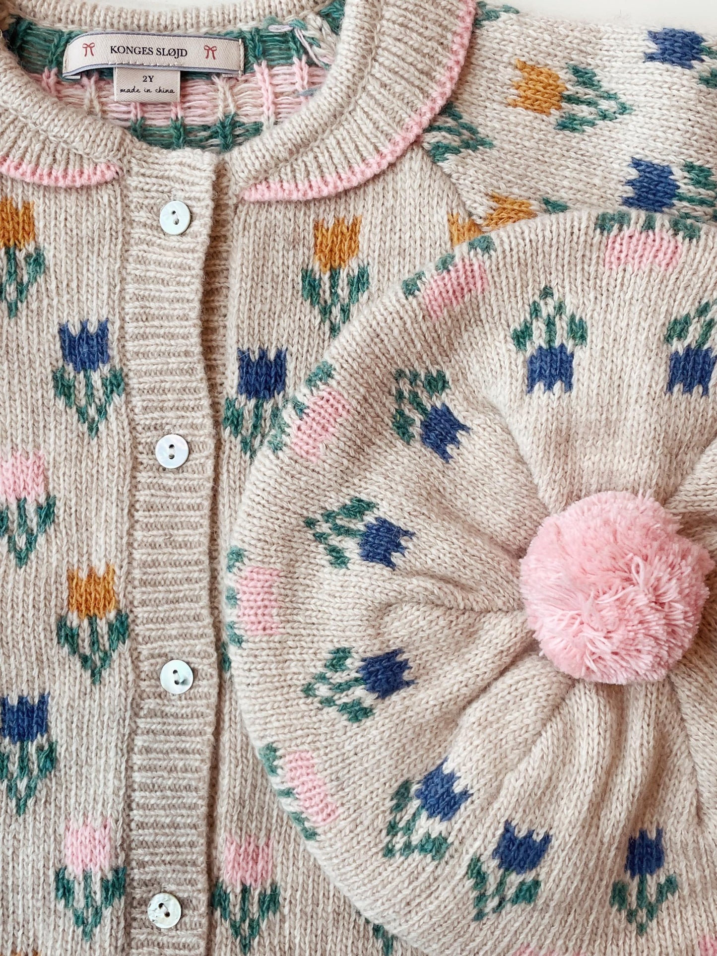 BELOU Wool Knit Collar Cardigan Pink