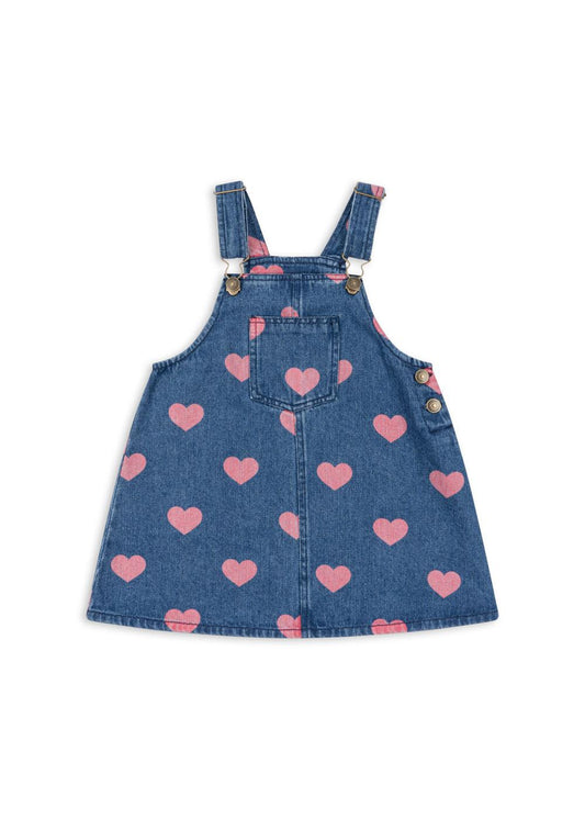 MAGOT Denim Organic Cotton Overall Dress Hearts