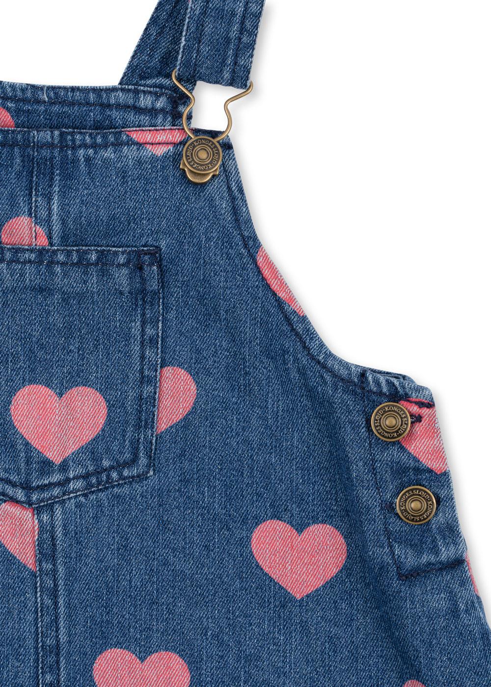 MAGOT Denim Organic Cotton Overall Dress Hearts