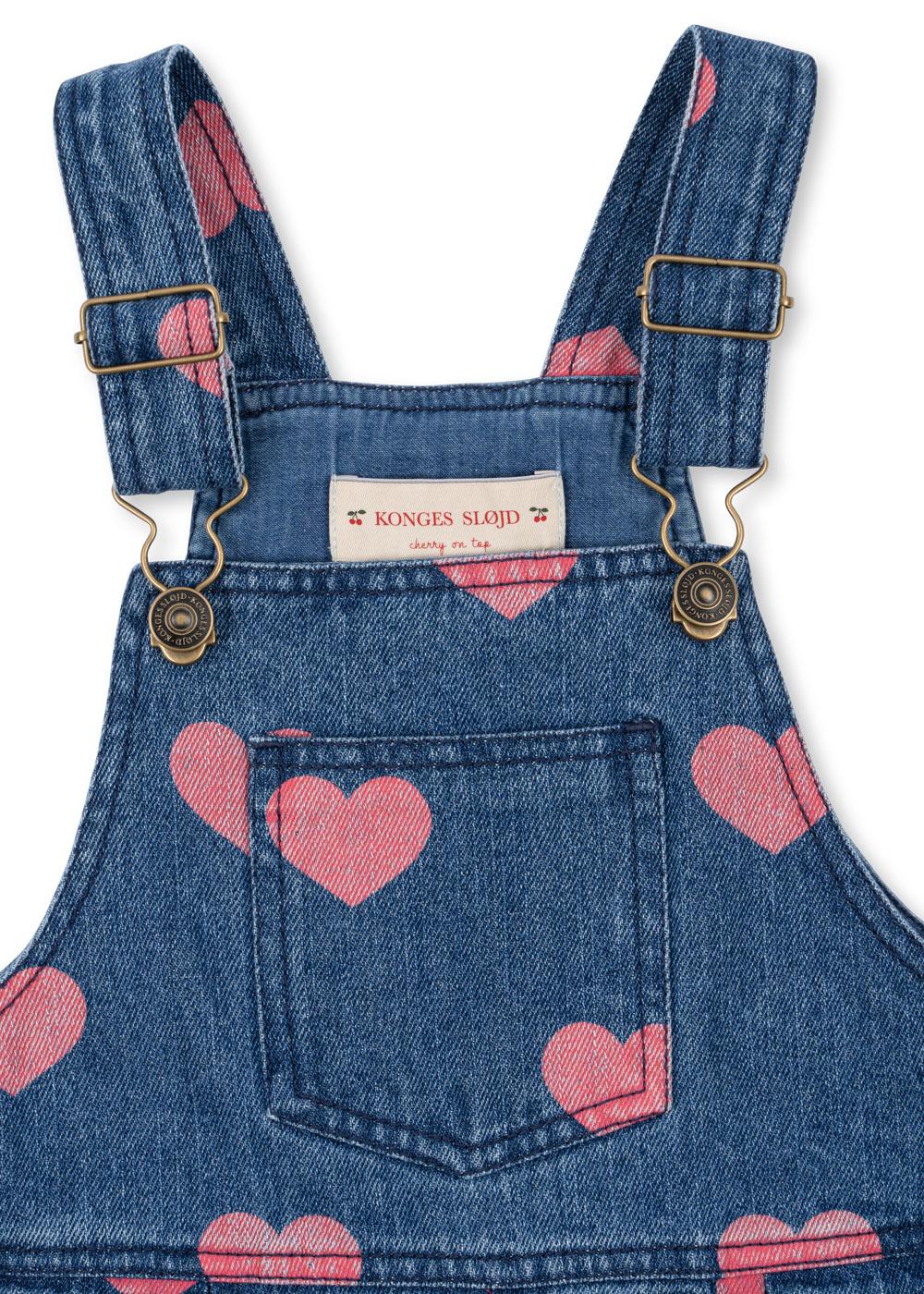 MAGOT Denim Organic Cotton Overall Dress Hearts