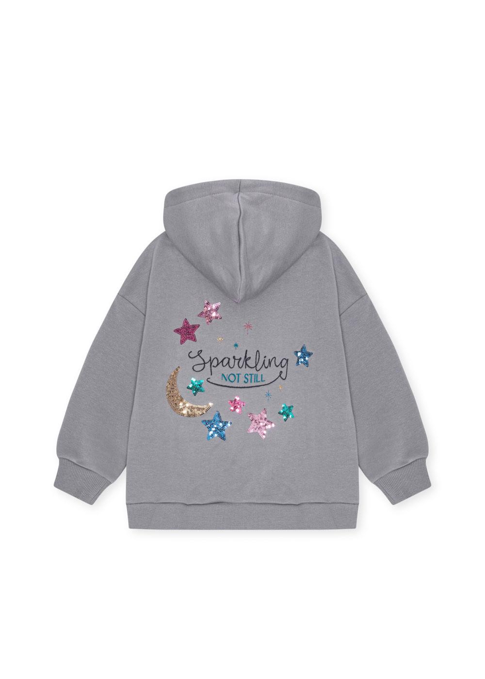 LOU SEQUINS Organic Cotton Sweatshirt Hood Tradewinds