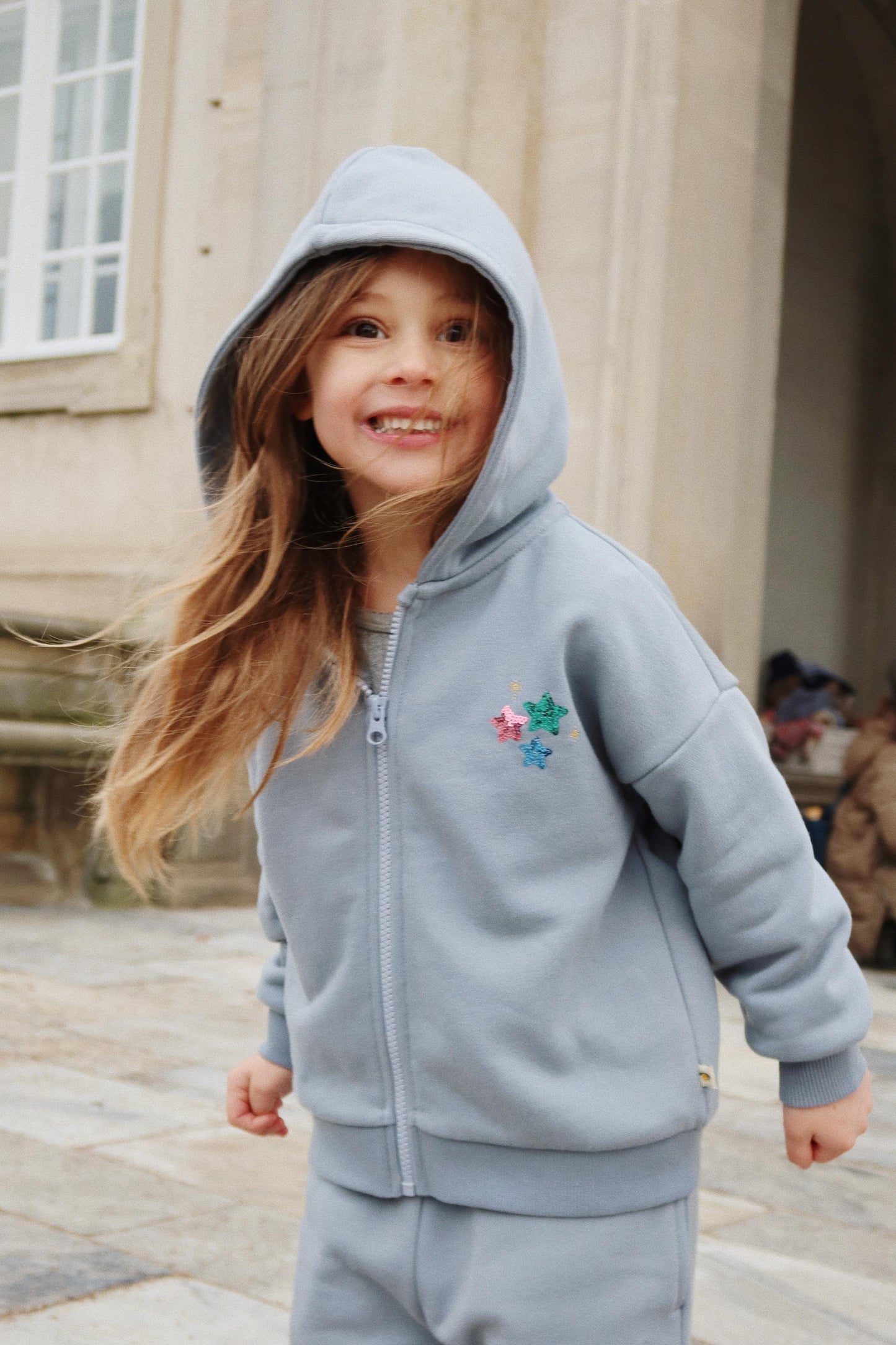 LOU SEQUINS Organic Cotton Sweatshirt Hood Tradewinds