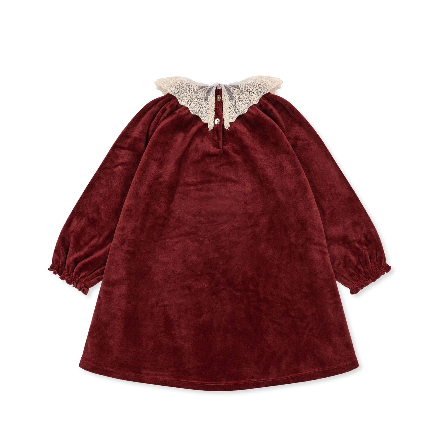 VENOLA Long Sleeves Collar Velvet Dress Red