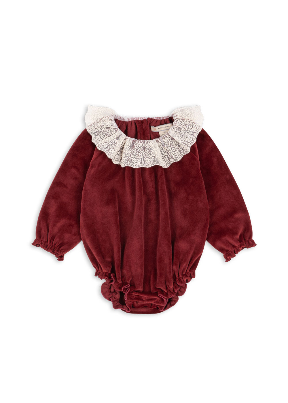 VENOLA Long Sleeves Collar Velvet Romper Red