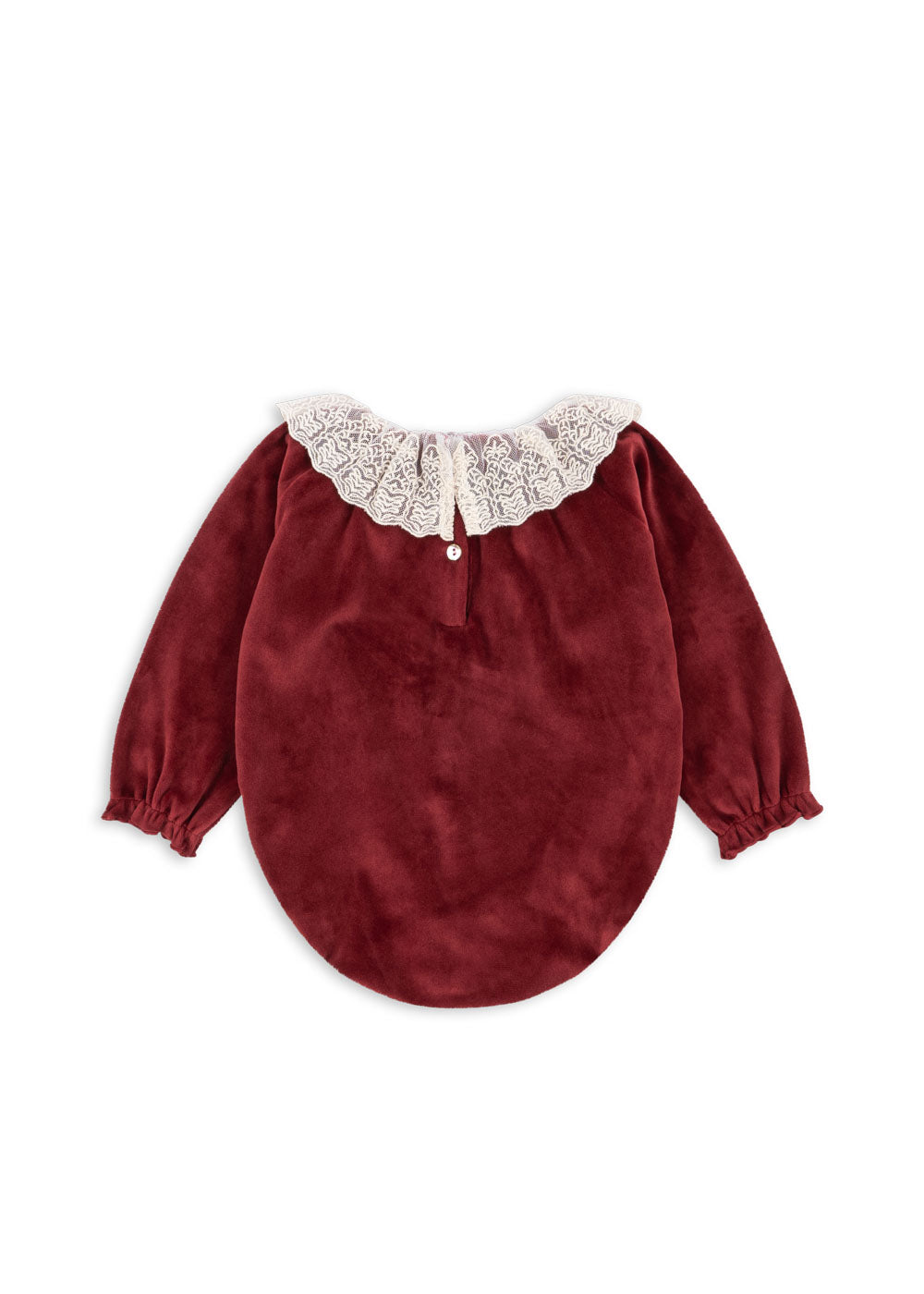 VENOLA Long Sleeves Collar Velvet Romper Red