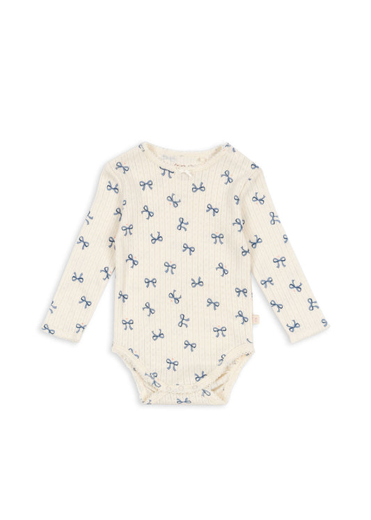 Minnie Organic Cotton Long Sleeves Body Romper Bow Blue