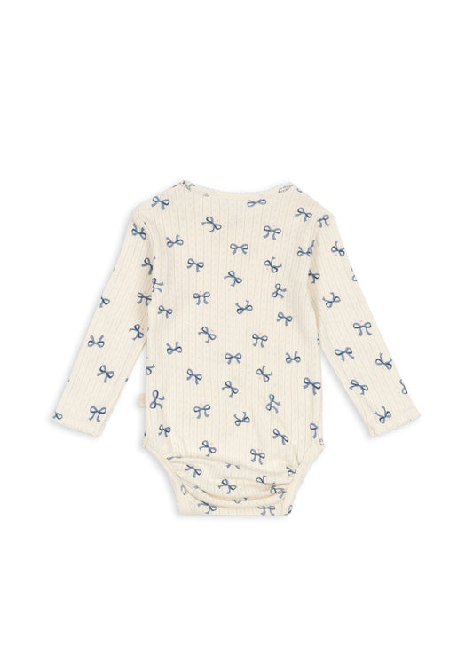 Minnie Organic Cotton Long Sleeves Body Romper Bow Blue