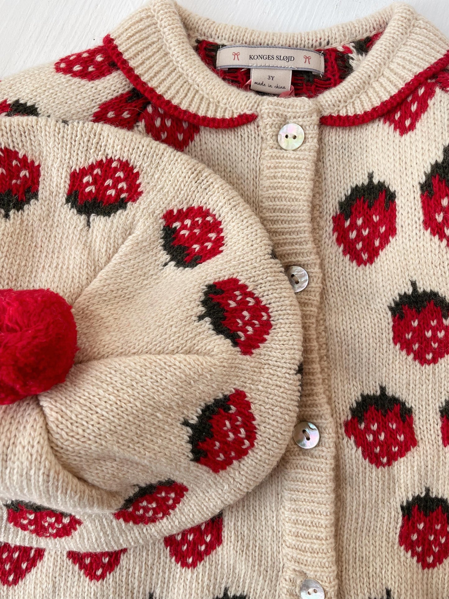 BELOU Wool KNIT Collar Cardigan Strawberry