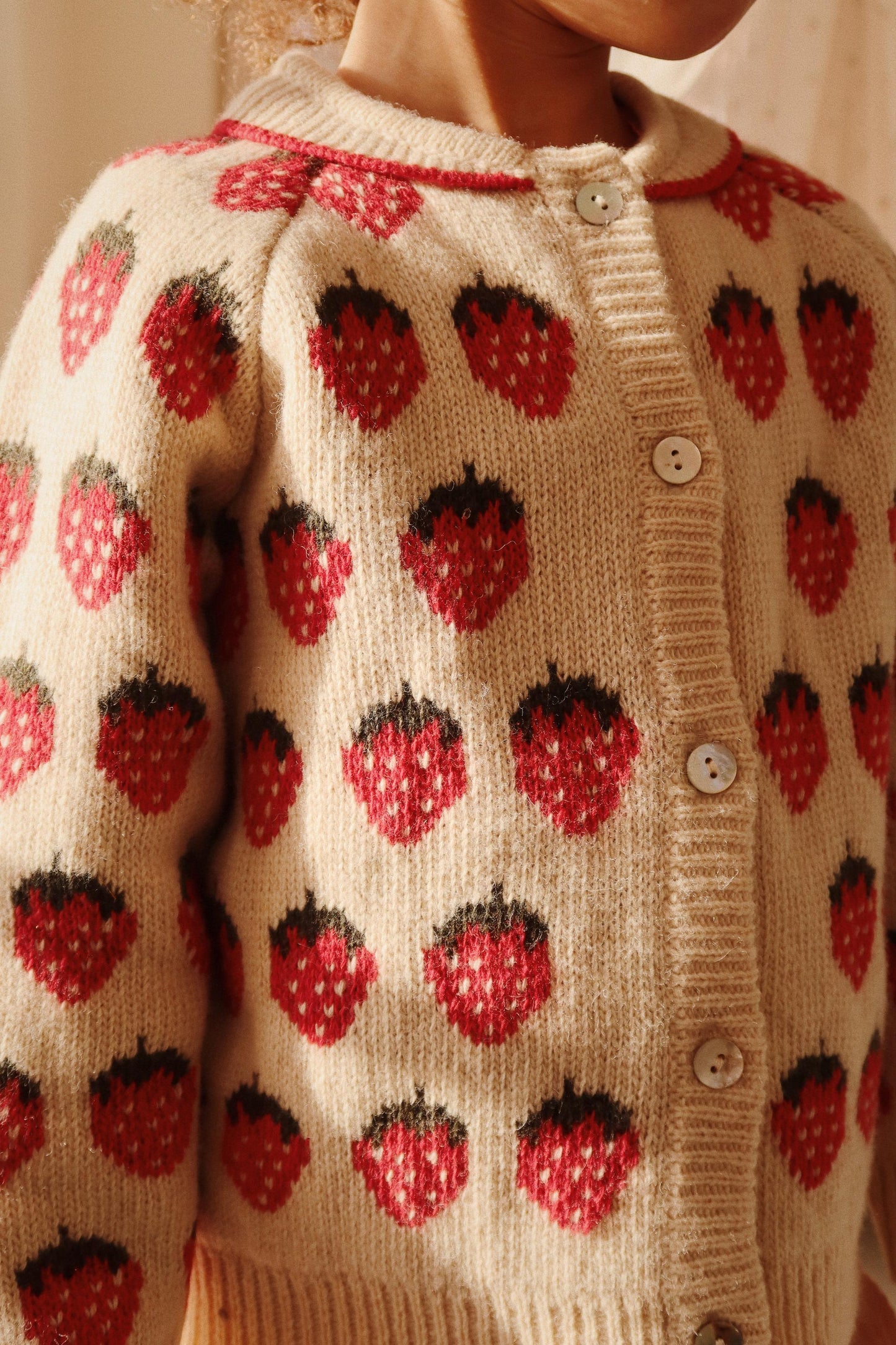 BELOU Wool KNIT Collar Cardigan Strawberry