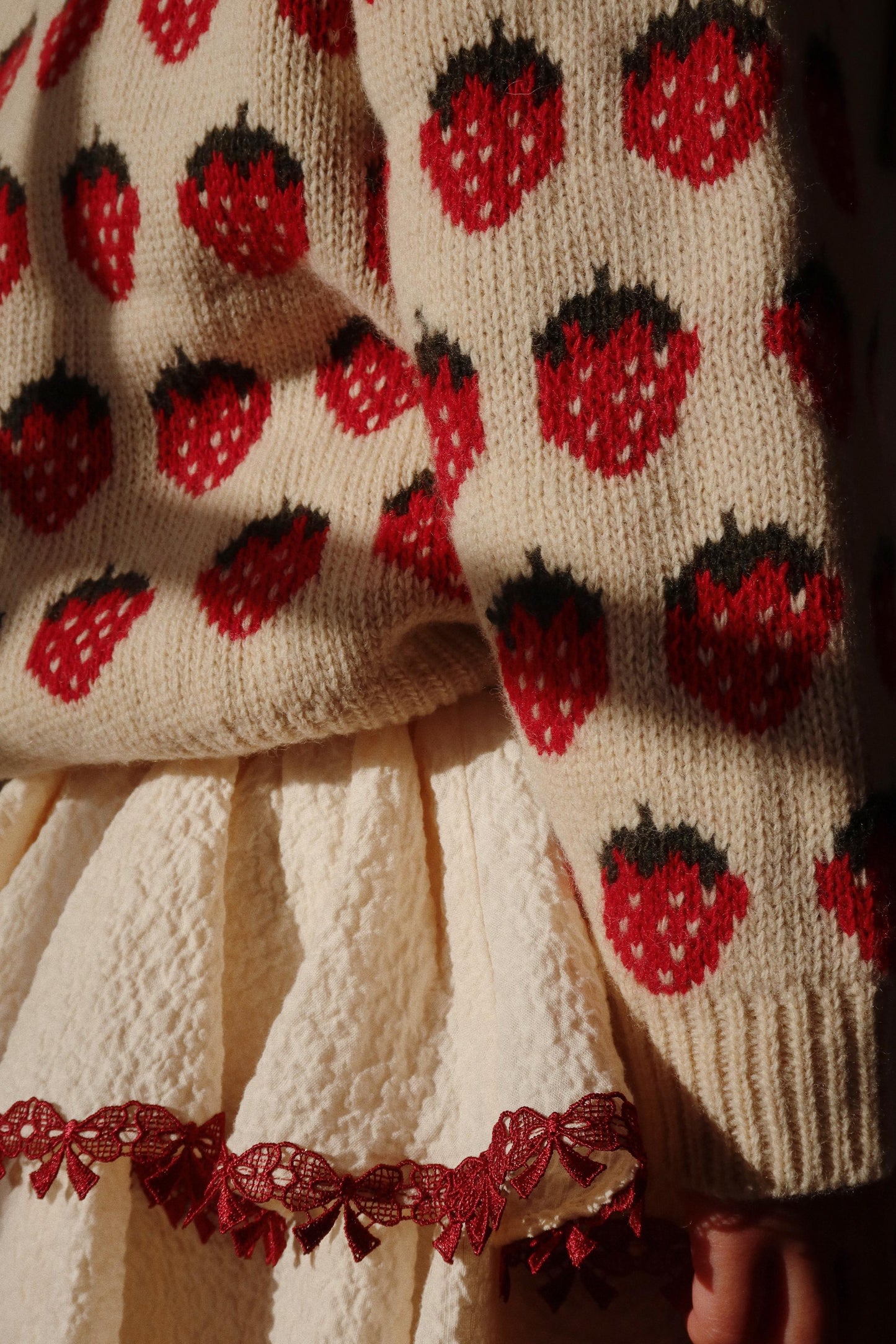 BELOU Wool KNIT Collar Cardigan Strawberry