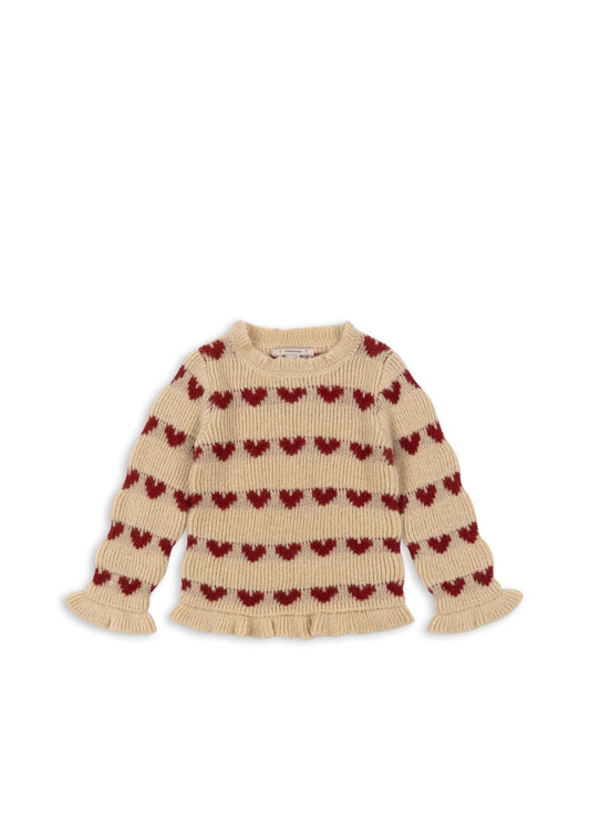 LAULA Long Sleeves Wool Sweater Heart Printed