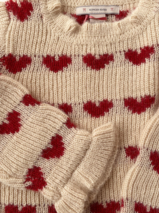 LAULA Long Sleeves Wool Sweater Heart Printed