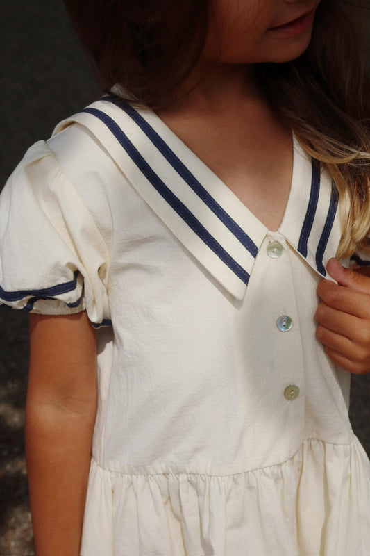 Allie Sailor Organic Cotton Short Sleeves Collars Dress GOTS