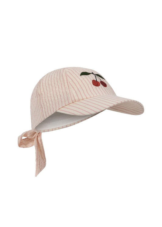 ELLIE BOW CAP GOTS CHERRY