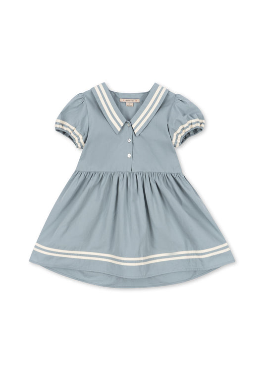 CELEBRATION ALLIE SAILOR SHORT SLEEVES ORGANIC COTTON COLLAR DRESS GOTS LIGHT BLUE