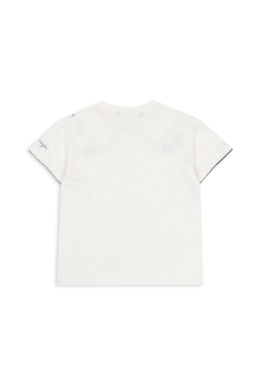 ERA Short Sleeves Organic Cotton Bow Collar Tee Cream