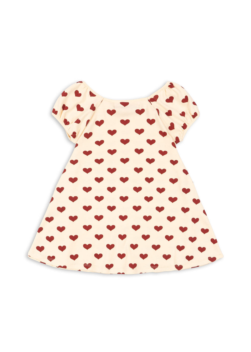 Girl Classic Organic Cotton Flutter Short Sleeves Summer Twirl Dress Red Hearts