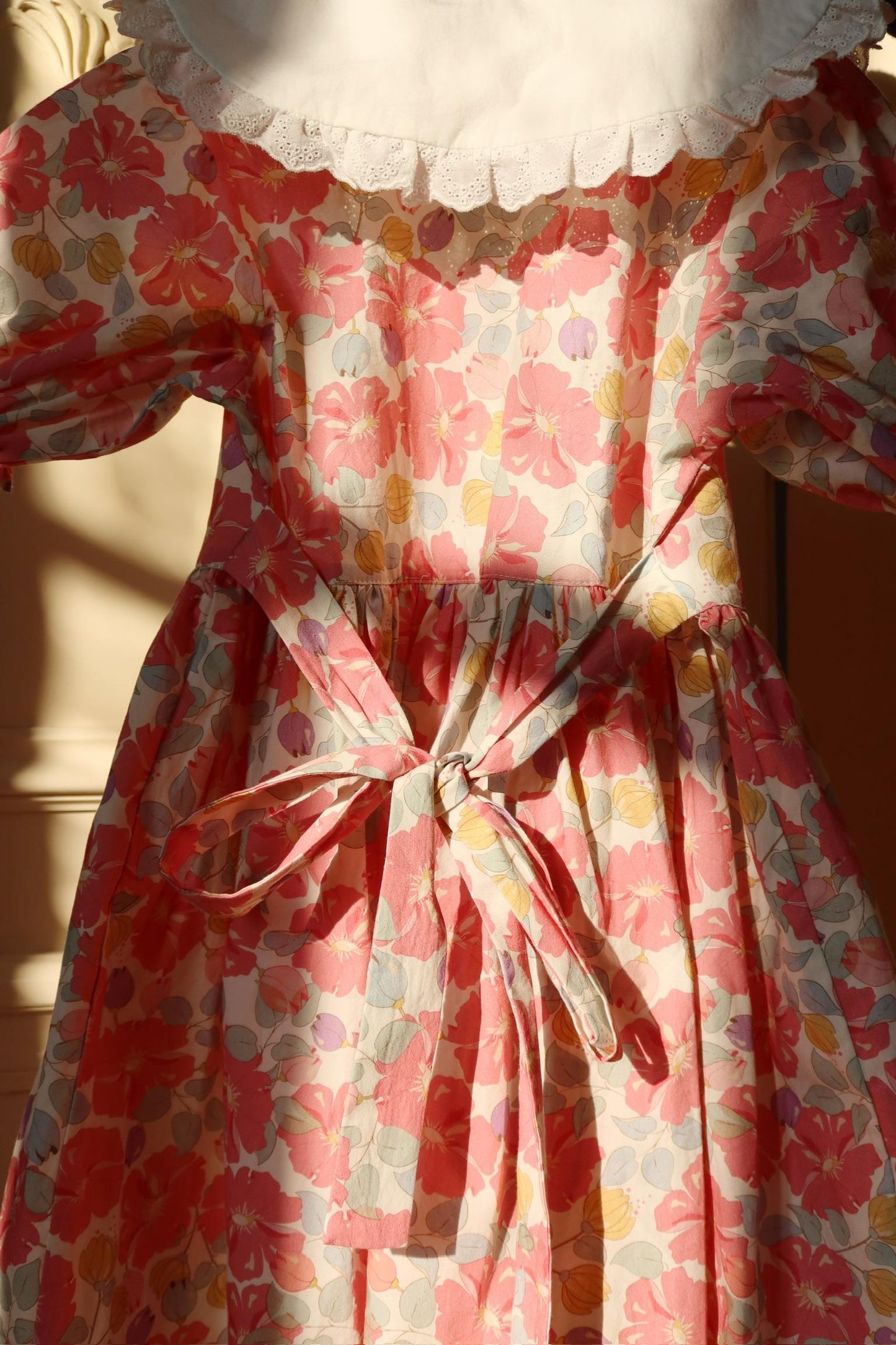 COEUR Floral Puff Short Sleeves Lace Collar Organic Cotton Dress