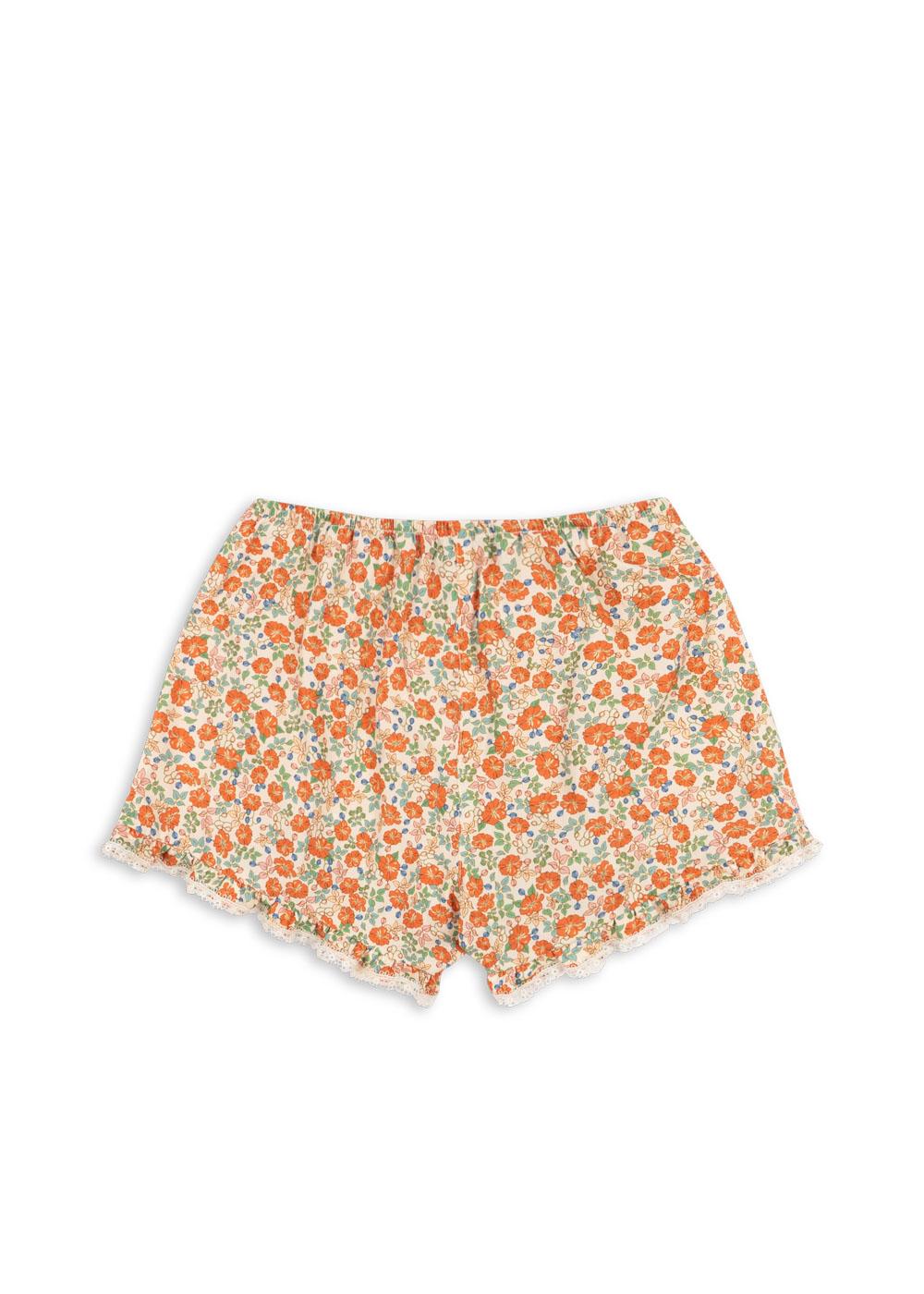 VERBENA Summer Blossom Floral Ruffle Shorts Organic Cotton Flower Printed