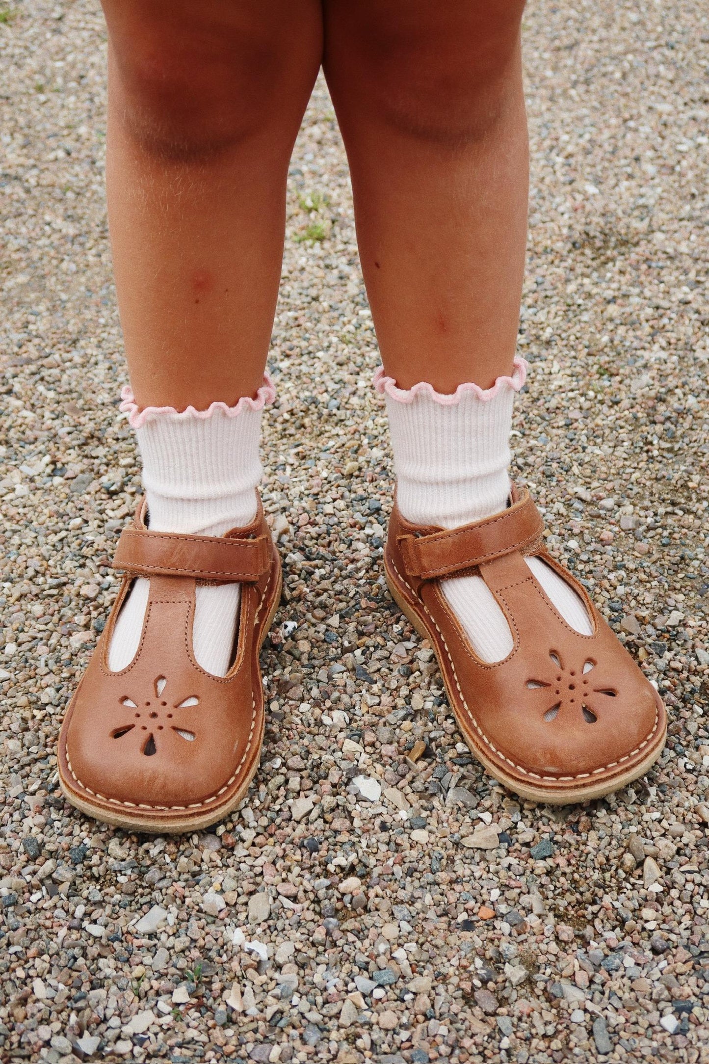 2-Pack Kids Ribbed Ruffle Cotton Socks Pink Cream