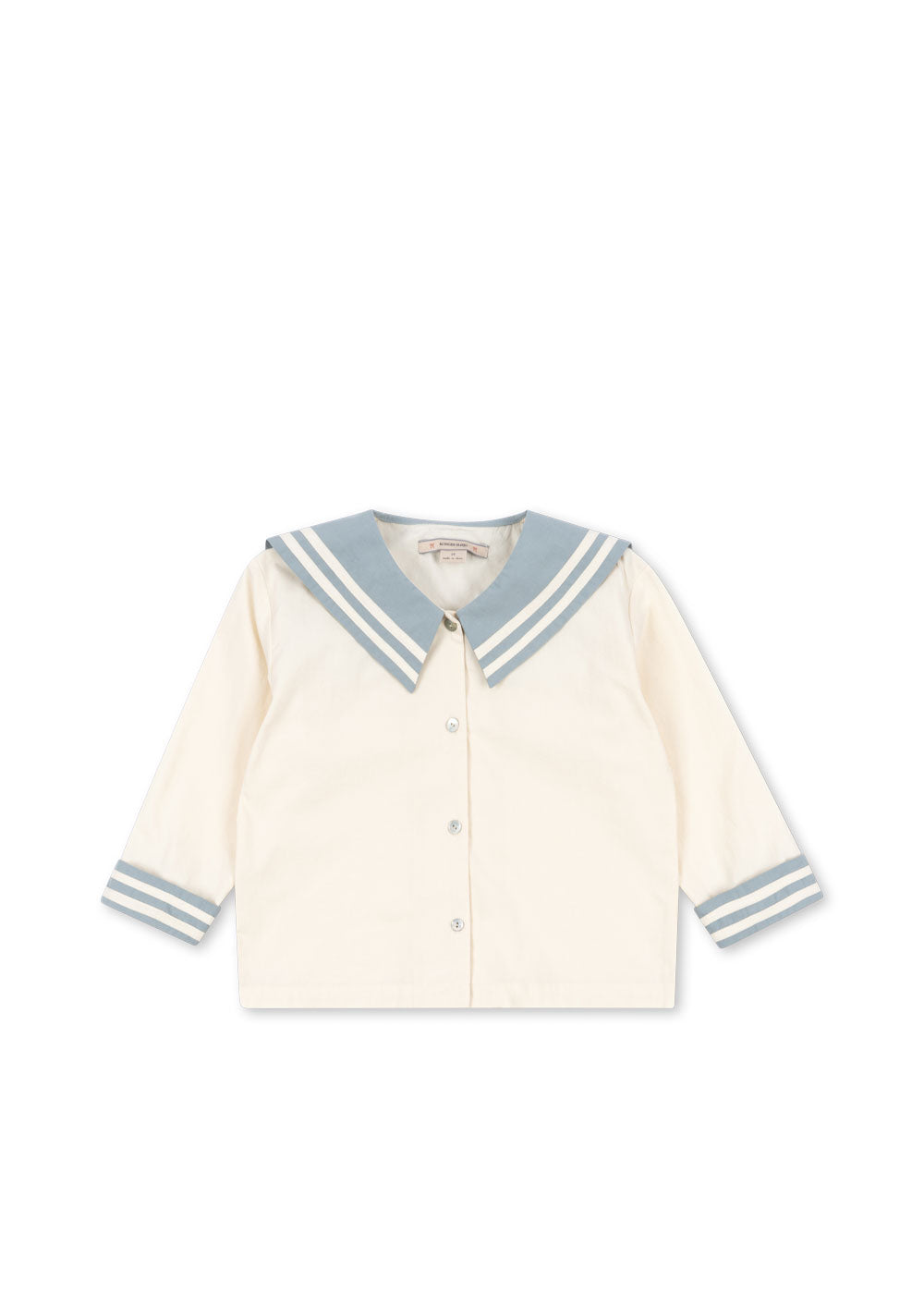 Kids Organic Cotton Sailor Collar Shirt Light Blue