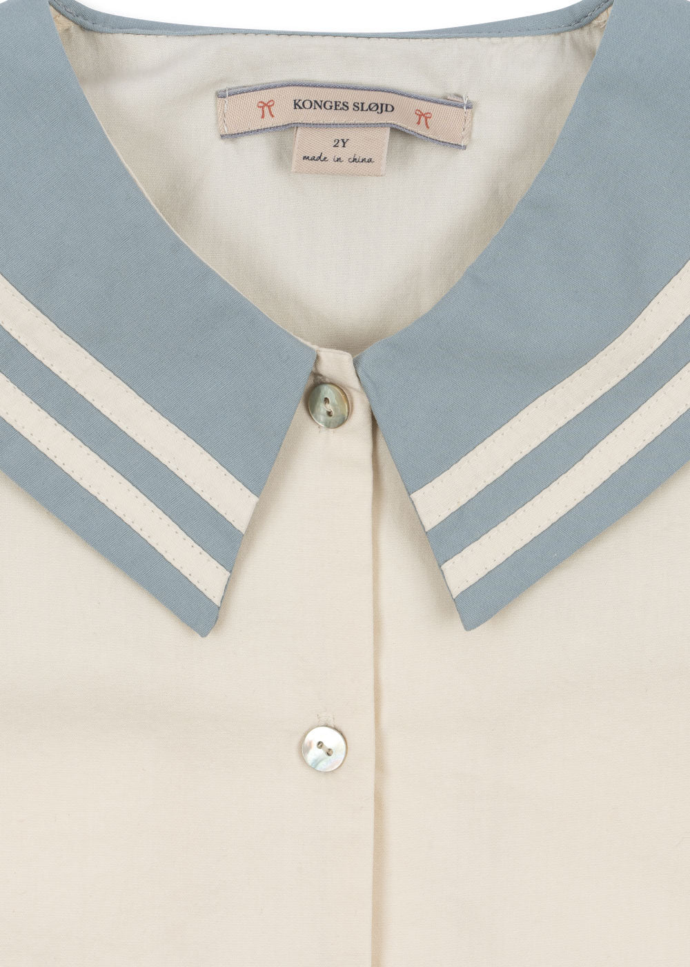 Kids Organic Cotton Sailor Collar Shirt Light Blue
