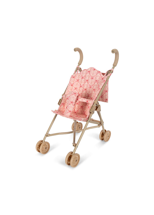 Doll Stroller Foldable Toy Pram Floral Printed Pink