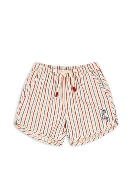 Marlon Stripe Organic Cotton Shorts Anchor Embroidery