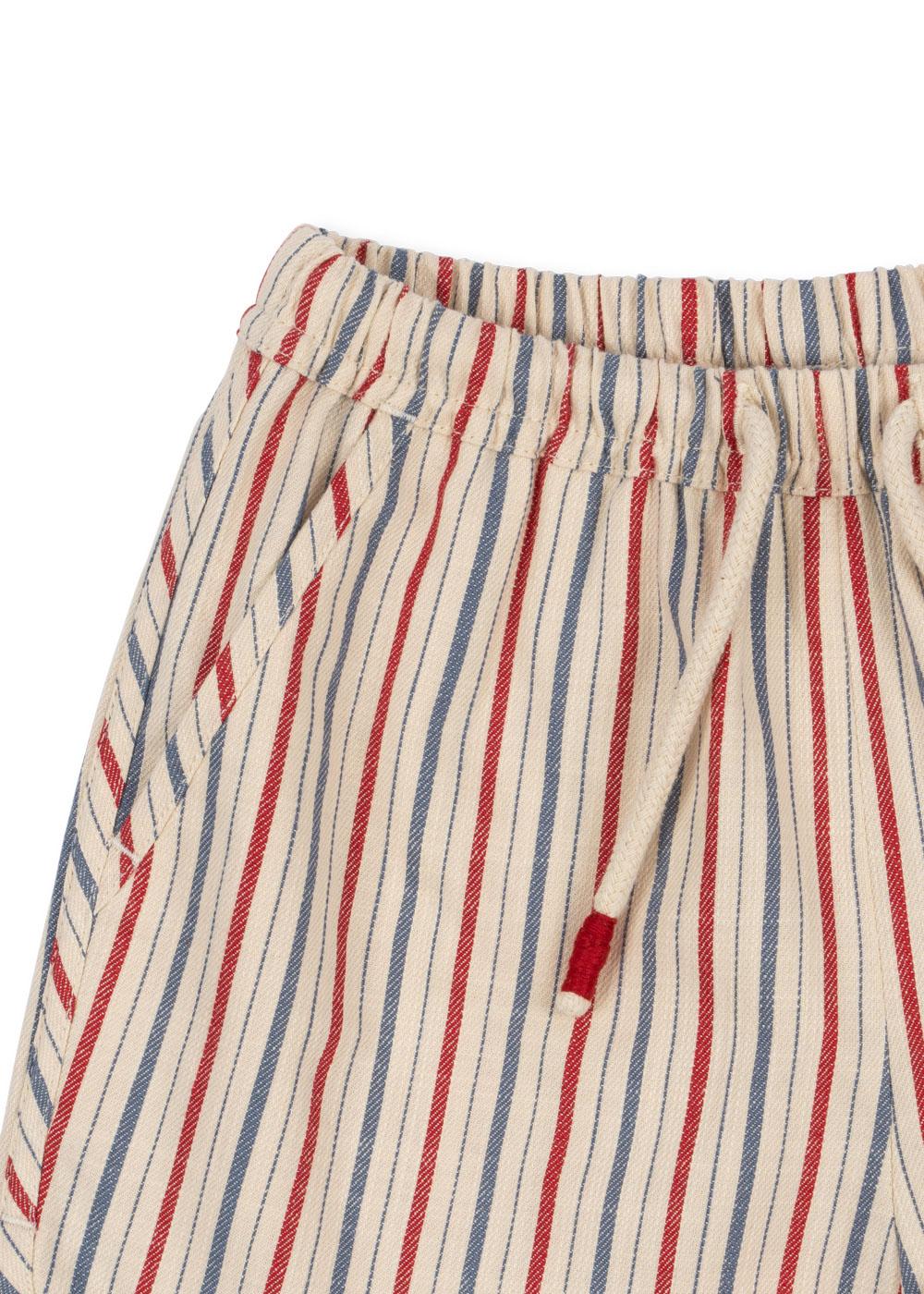 Marlon Stripe Organic Cotton Shorts Anchor Embroidery