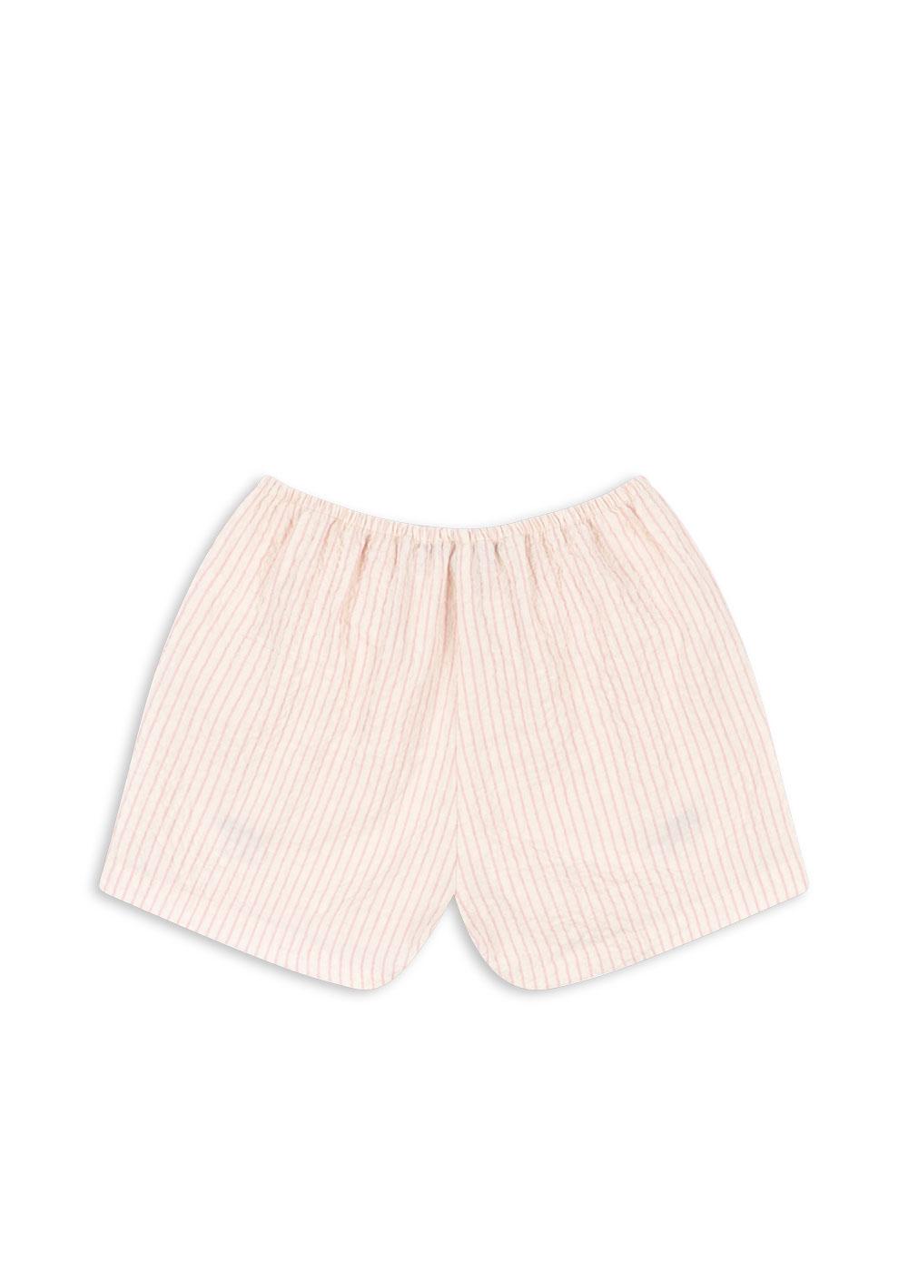 ELLIE Frill Girls Ruffle Pocket Cherry Embroidery Organic Cotton Stripe Shorts