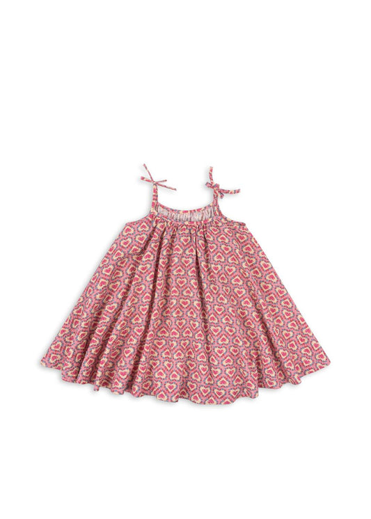 VIVIAN Strap Summer Heart Print Organic Cotton Dress